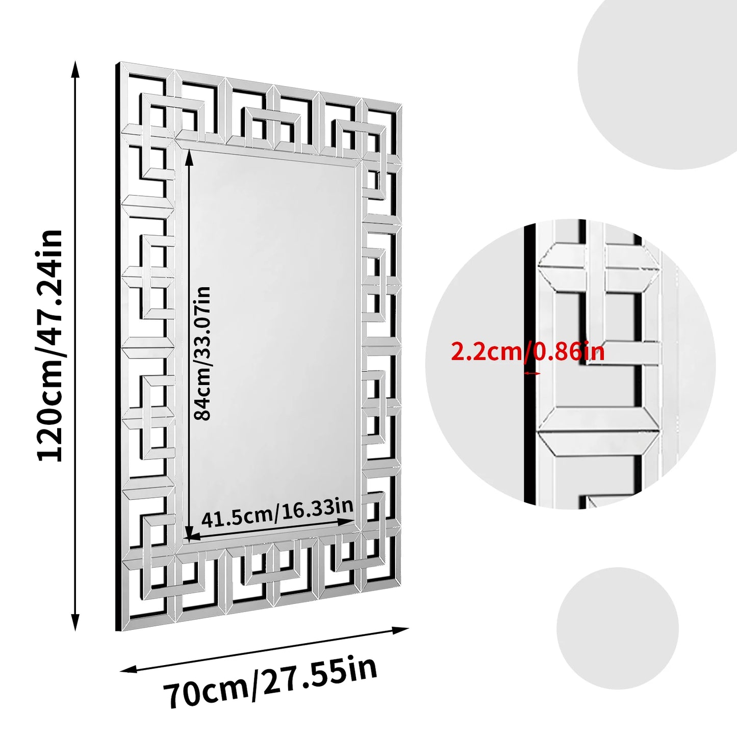 Rectangle Venetian Art Mirror With Beveled Glass Edge
