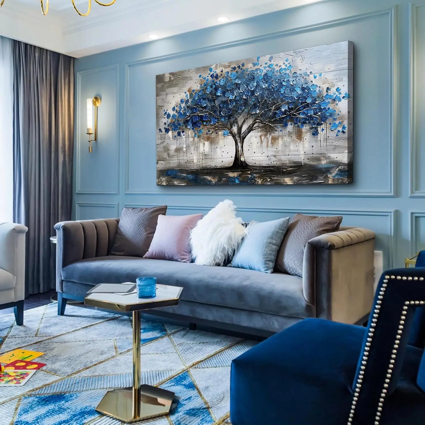 Framed Canvas Wall Art Landscape Tree Panorama Home Decor