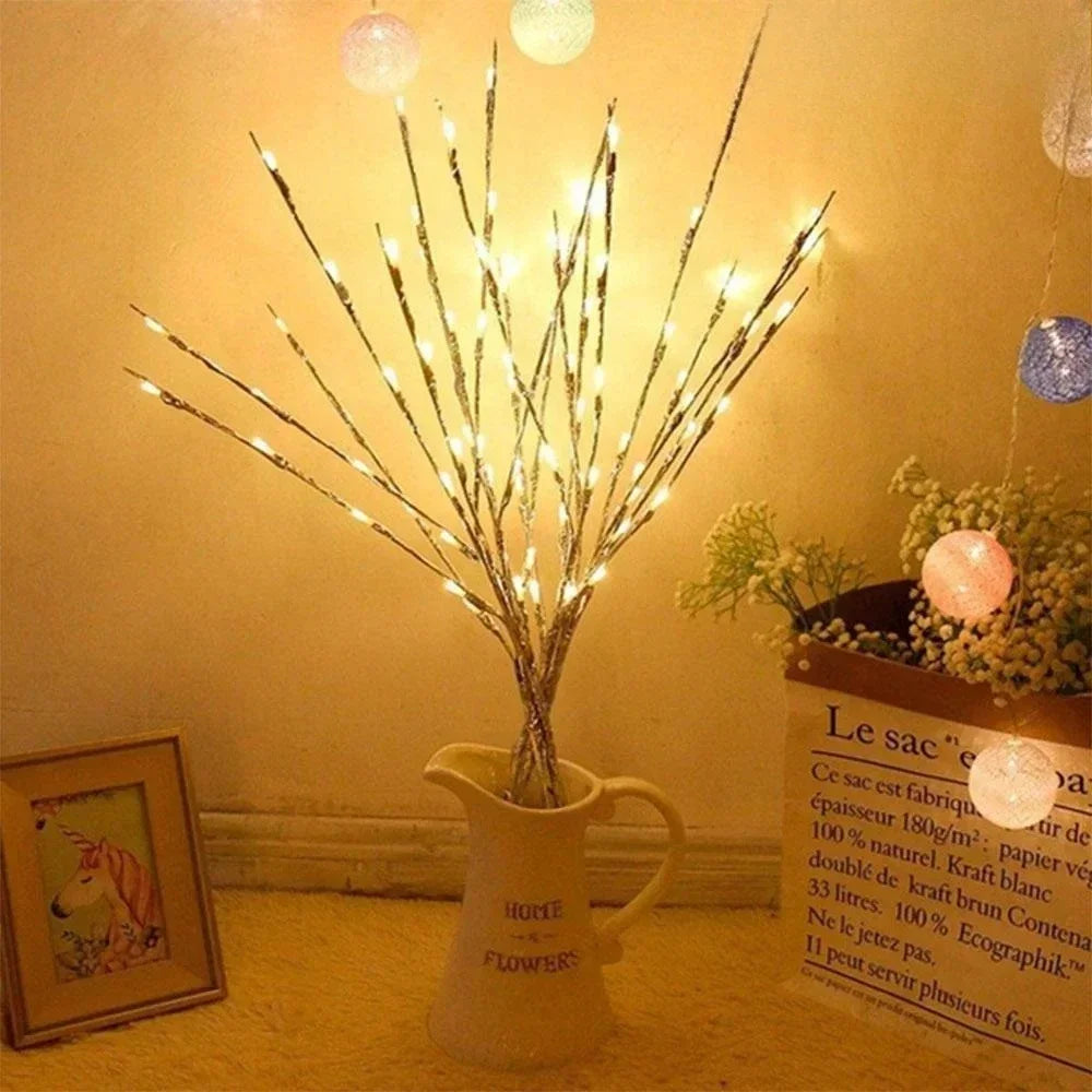 LED White Birch Branch Lights 20 LED Battery Operated Fairy Twig Lamp