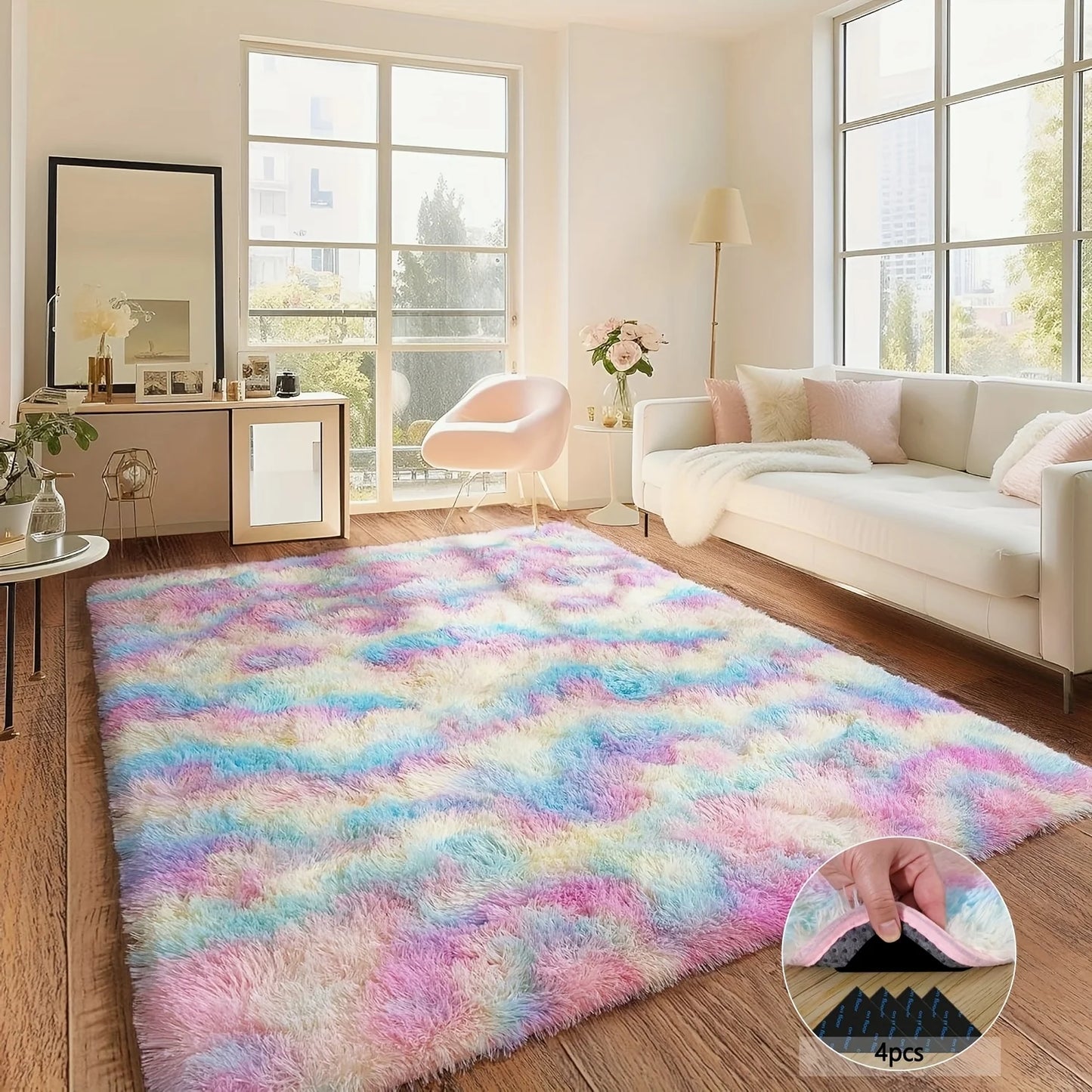 Aubusson Shaggy Non-Slip Rug for Living Room or Bedroom