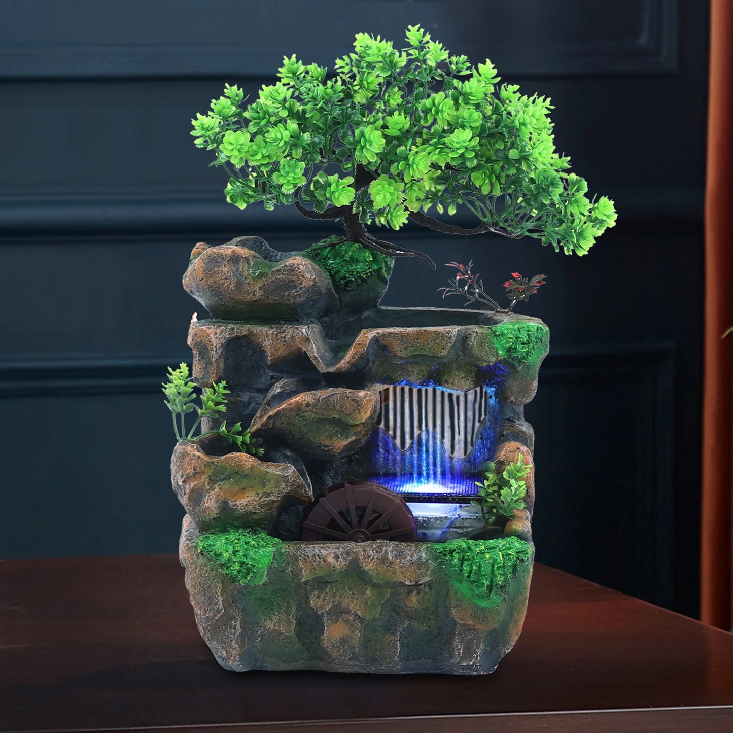 Indoor Tabletop Water Fountain With LED Lighting For Zen Ambiance