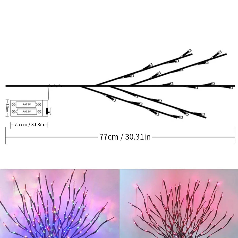 LED White Birch Branch Lights 20 LED Battery Operated Fairy Twig Lamp