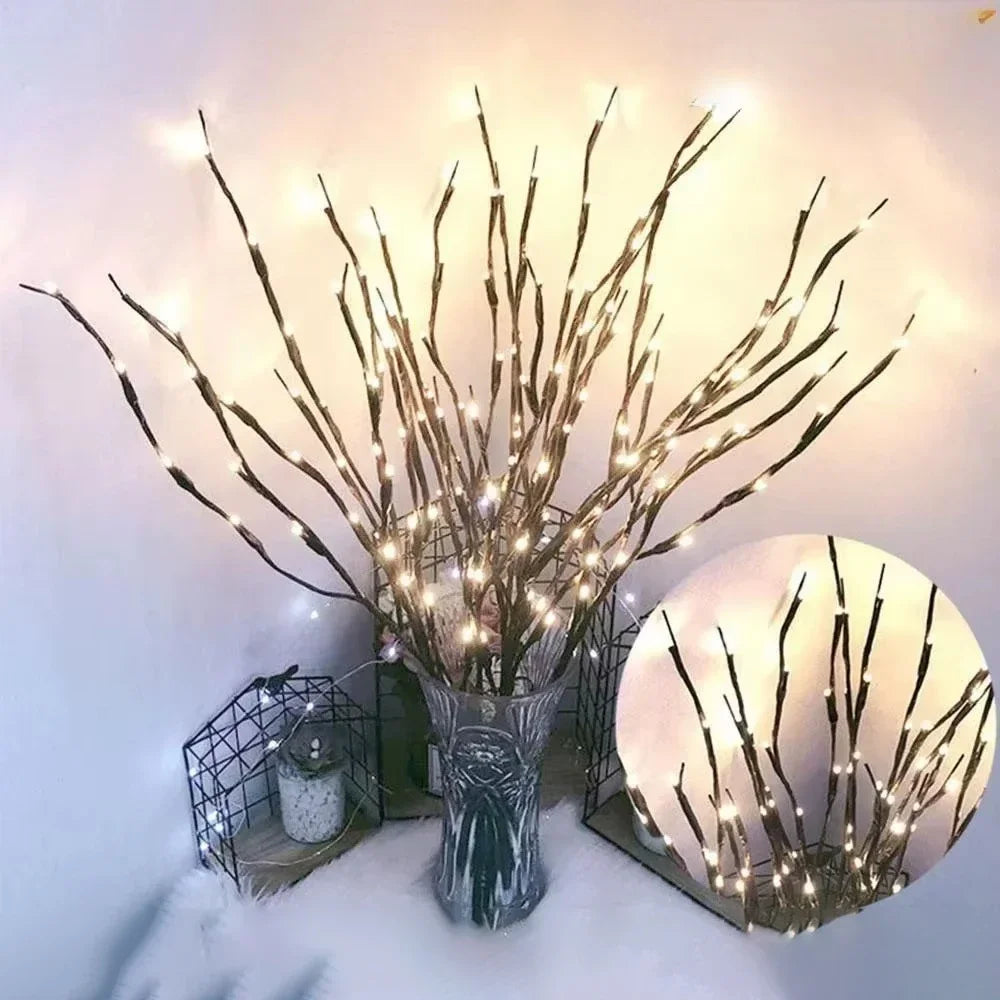 LED White Birch Branch Lights 20 LED Battery Operated Fairy Twig Lamp