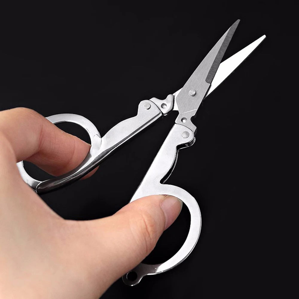 Stainless Steel Folding Scissors Pocket Travel Craft Cutter