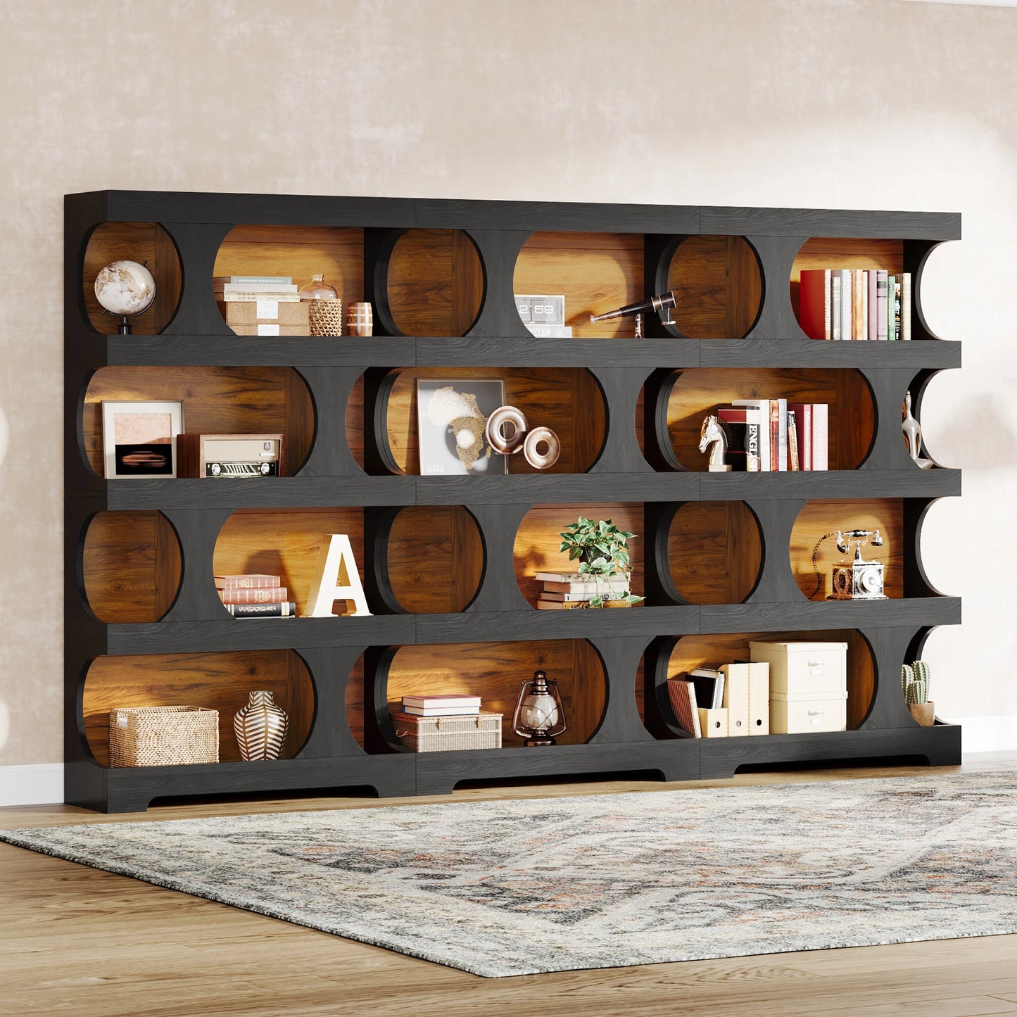 Tribesigns S-Shaped 4-Tier Bookcase Modern Wood Display