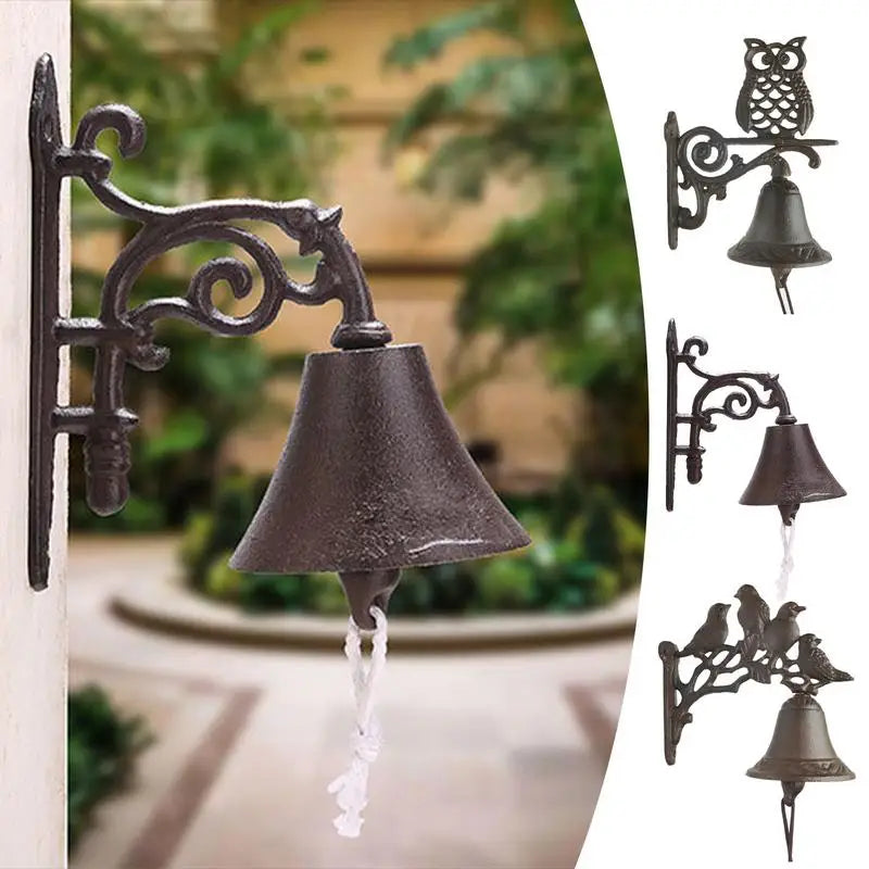Weatherproof Cast Iron Door Bell Rustic Bird Design