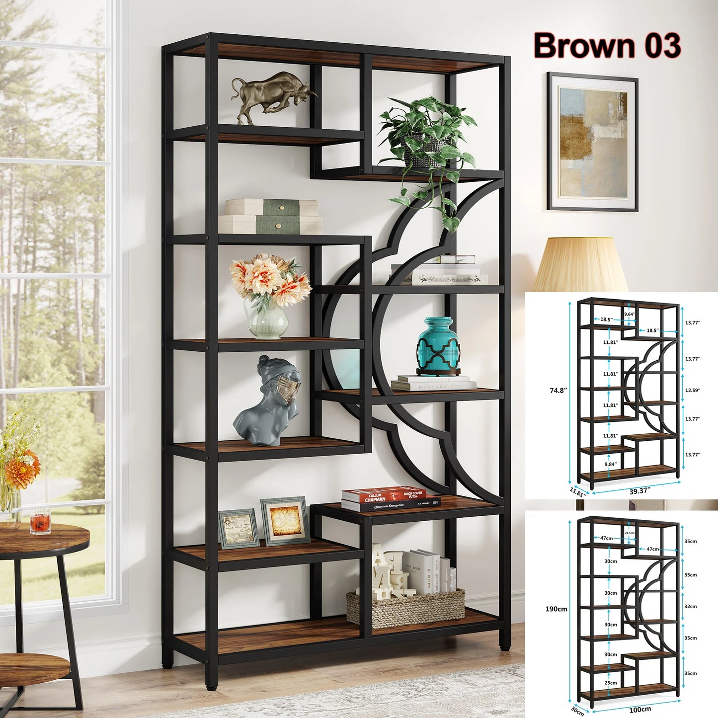 Tribesigns Industrial 5 Tier Etagere Bookcase Freestanding Shelf