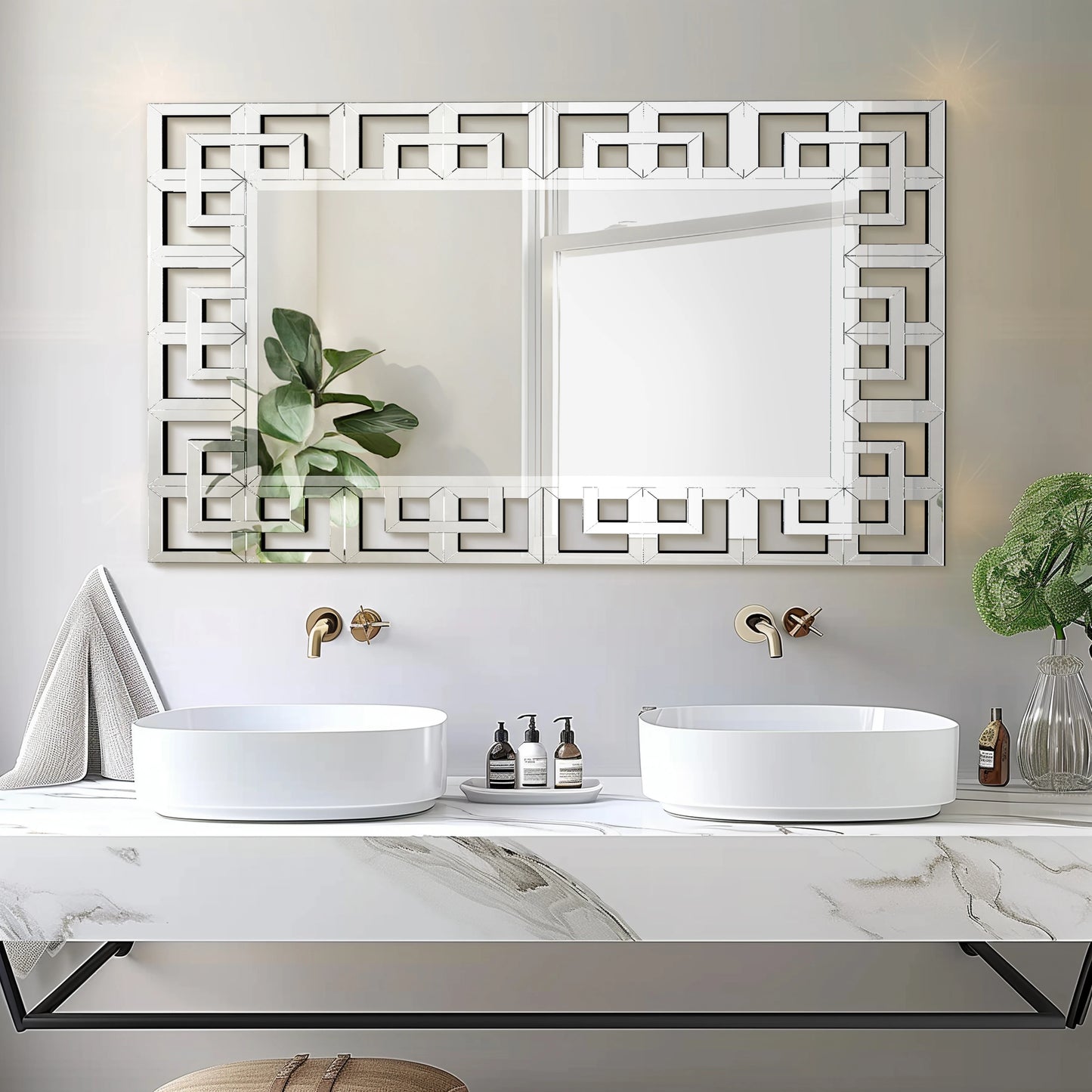 Rectangle Venetian Art Mirror With Beveled Glass Edge