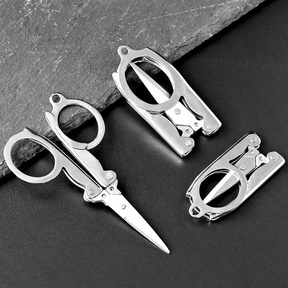 Stainless Steel Folding Scissors Pocket Travel Craft Cutter