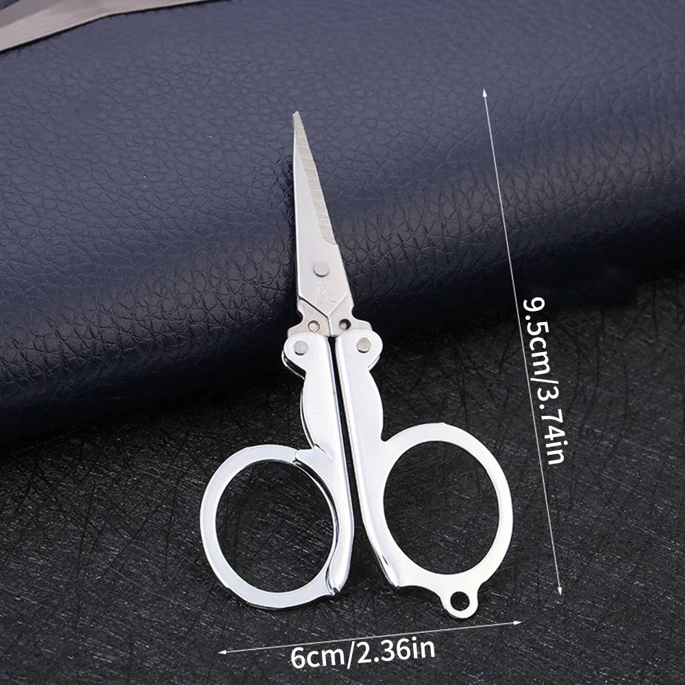 Stainless Steel Folding Scissors Pocket Travel Craft Cutter