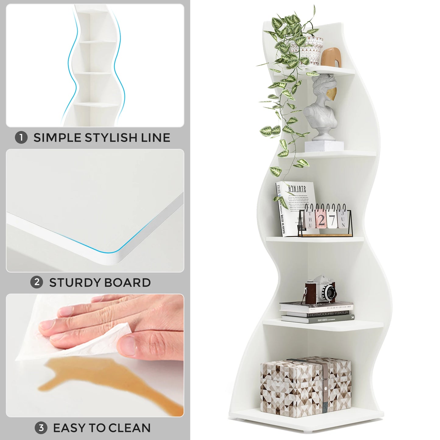 Tribesigns Corner Shelf 5 Tier Wall Bookshelf and Plant Stand
