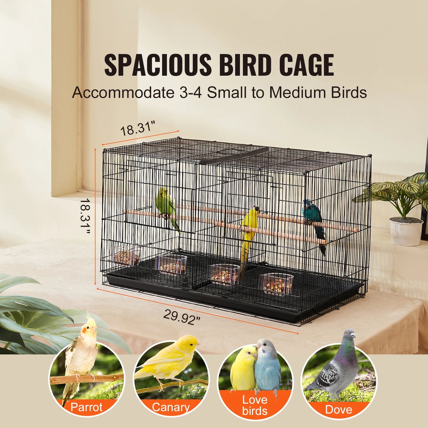 SucceBuy Stackable Divided Bird Cage for Travel Pets