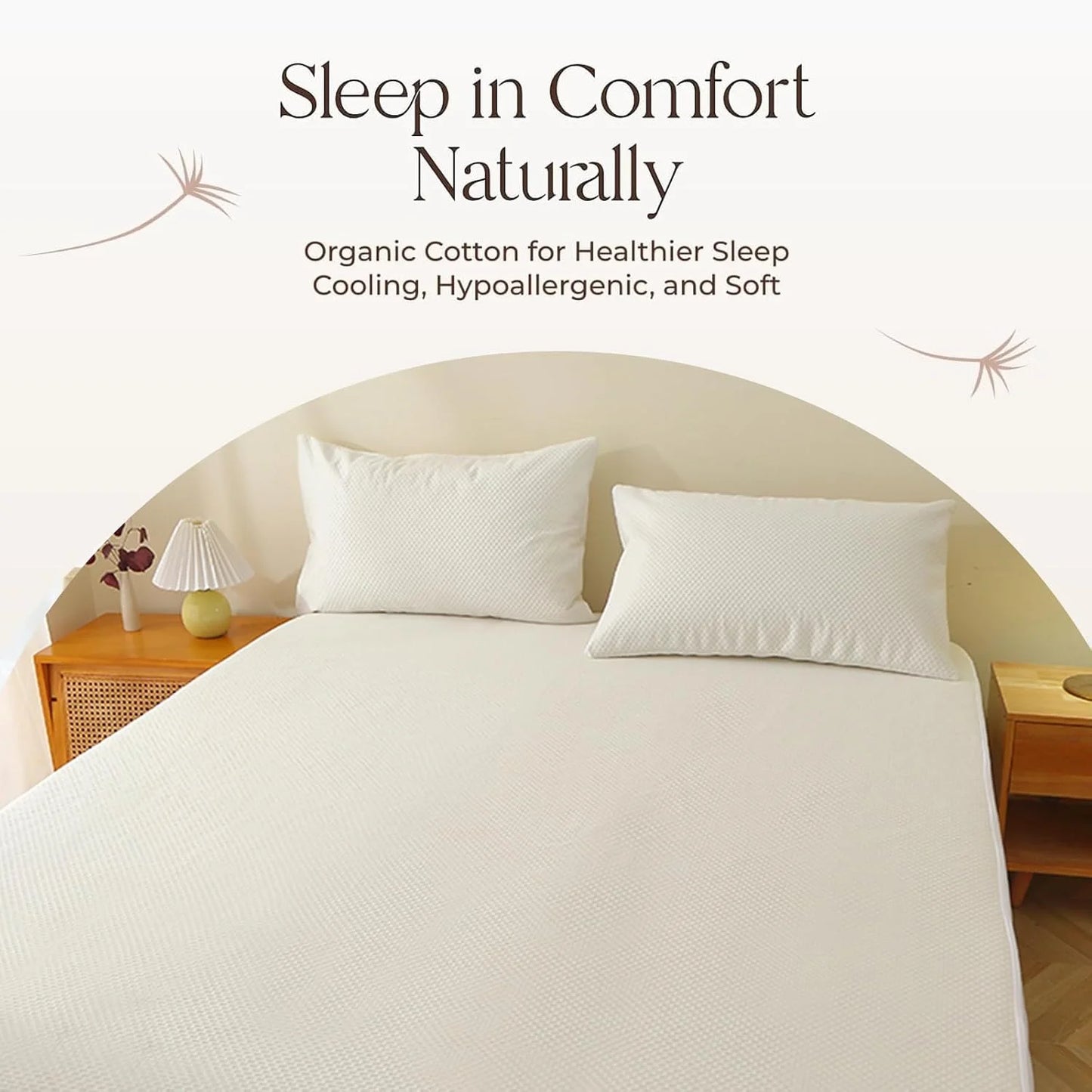 EasYum Bamboo Fiber Waterproof 3-Piece Bed Set With Protector