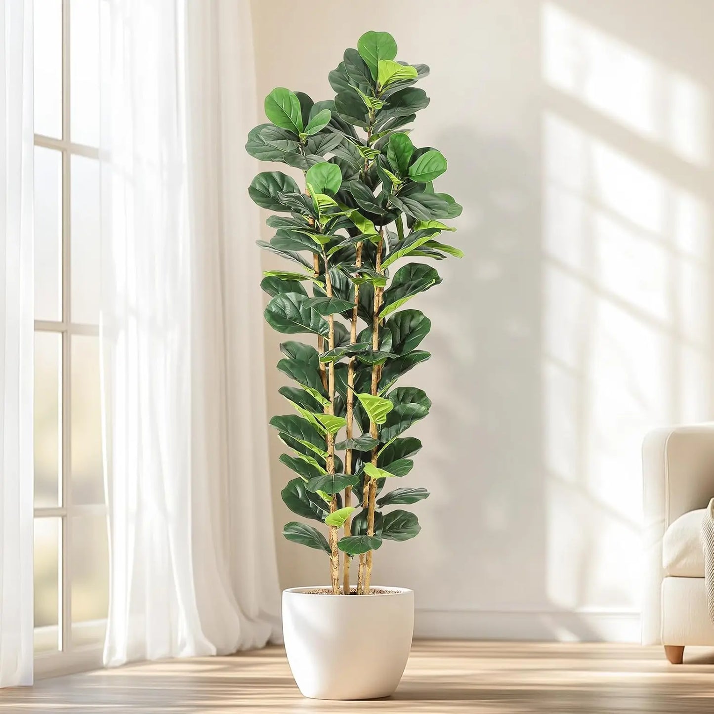 HiMISSCN Fiddle Leaf Fig Tree With Pot Realistic Faux Plant