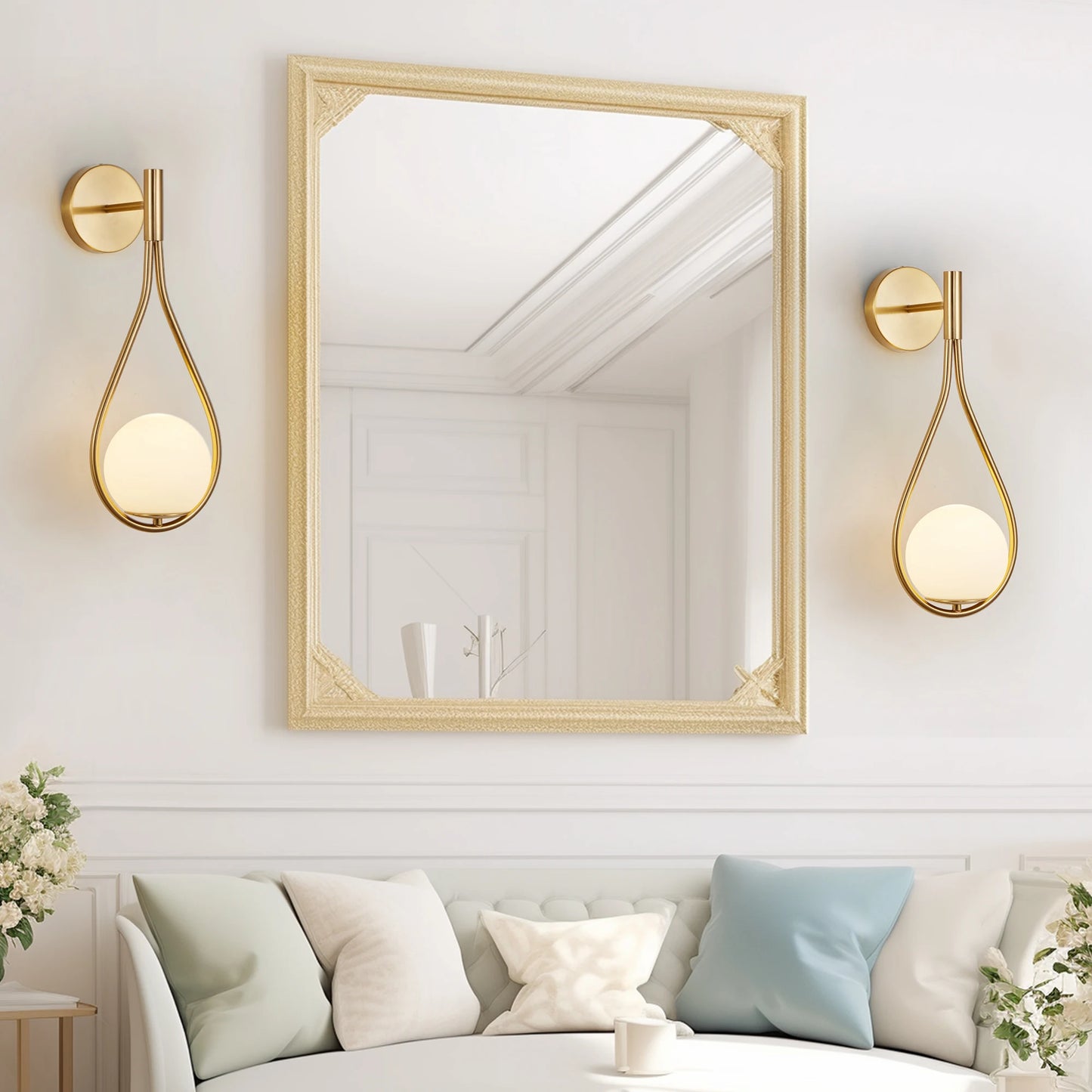 ARLGSITE Modern Wall Sconces with Opal Glass Globe