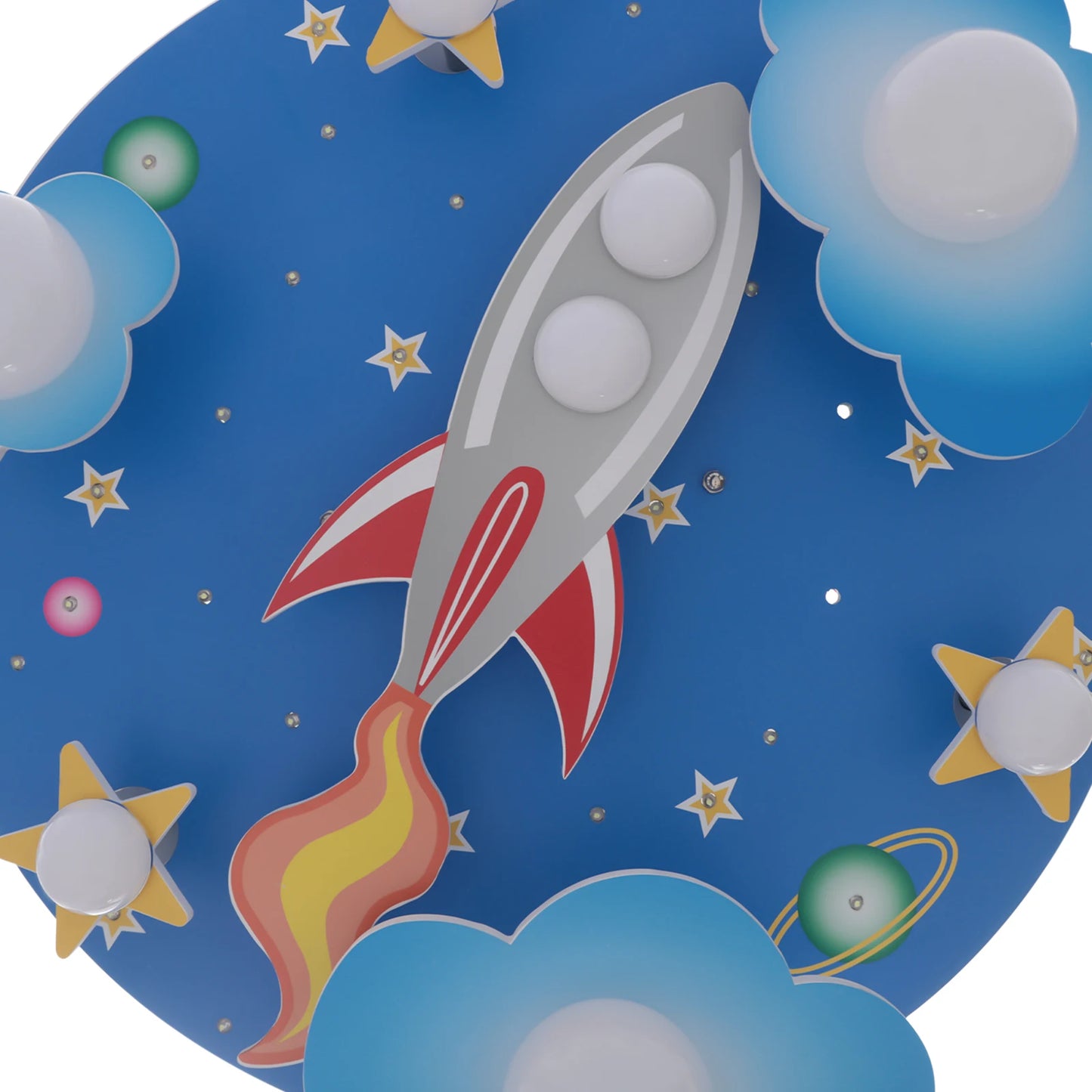 Wood LED Ceiling Light Dimmable Cosmic Stars Kids Room Fixture