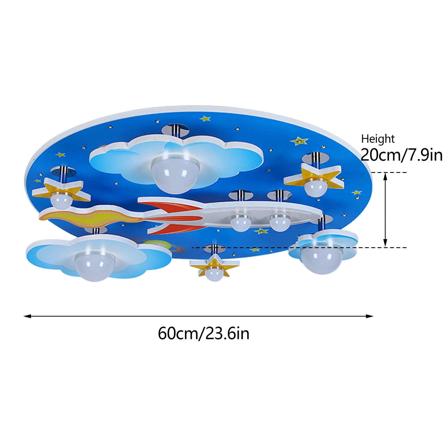Wood LED Ceiling Light Dimmable Cosmic Stars Kids Room Fixture