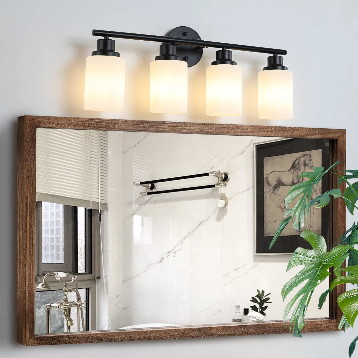 Vanity Light Fixture Four to Six Lights Frosted Glass Shades