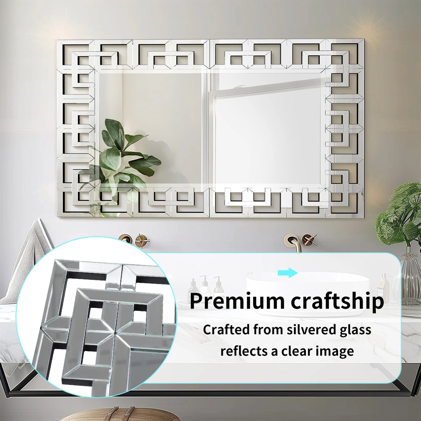 Rectangle Venetian Art Mirror With Beveled Glass Edge