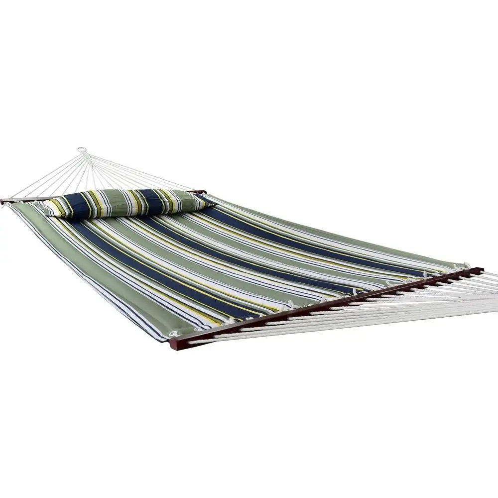 Premium 53 Cotton Hammock with Stand - 2-Person, Pillow & Spreader Bars - Portable Outdoor Patio Camping - Washable, 450lbs