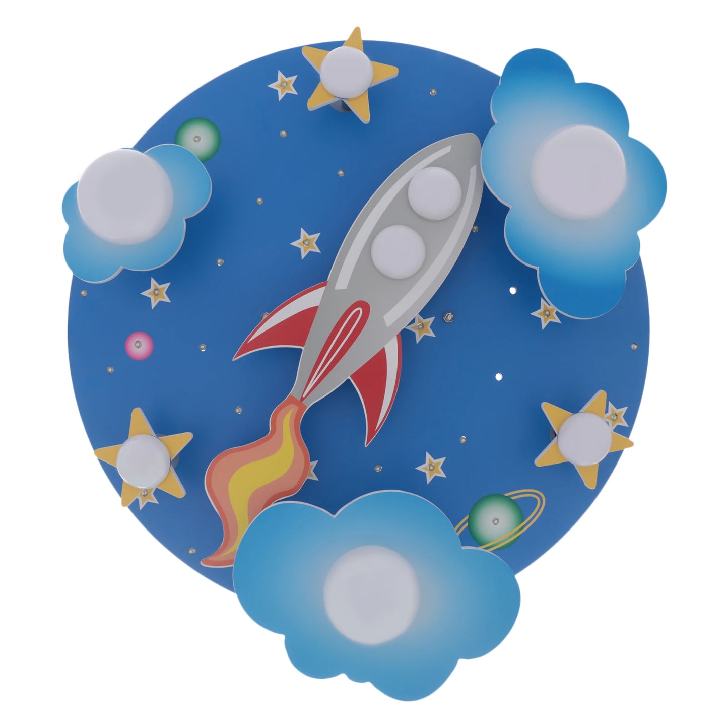 Wood LED Ceiling Light Dimmable Cosmic Stars Kids Room Fixture
